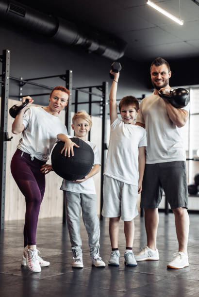 family working out at American Family Fitness